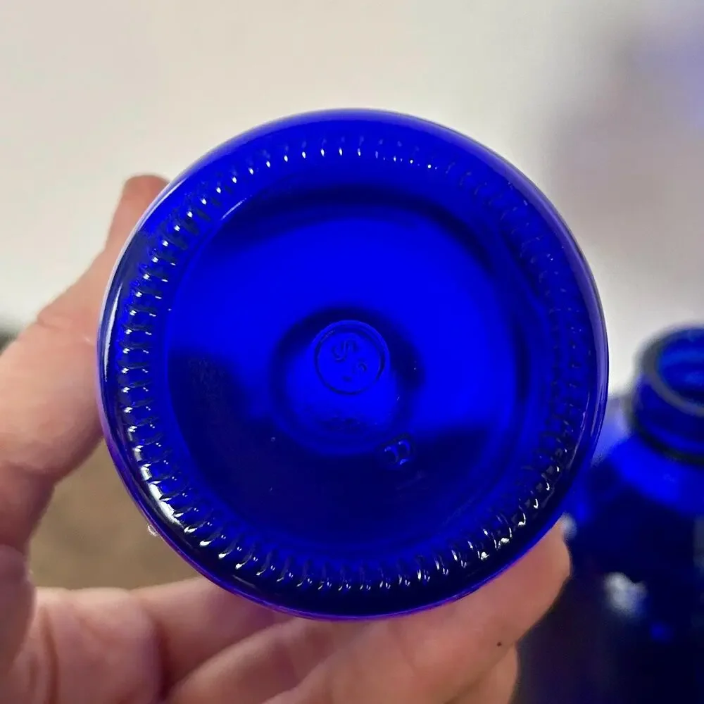 Set of 3 Vintage Cobalt Blue Glass Bottles | Bud Vases | Apothecary Cottagecore